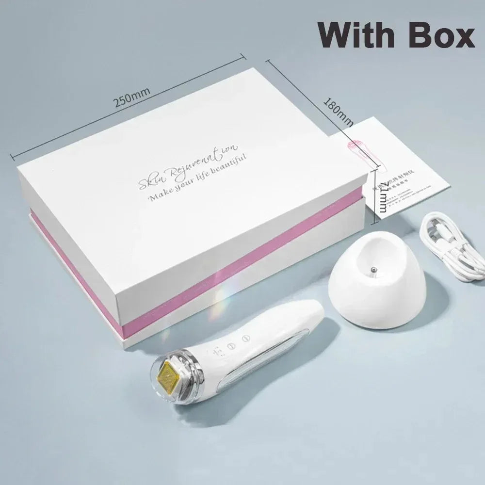 Radio Frequency Facial Lifting Machine with box and accessories for home skin rejuvenation.