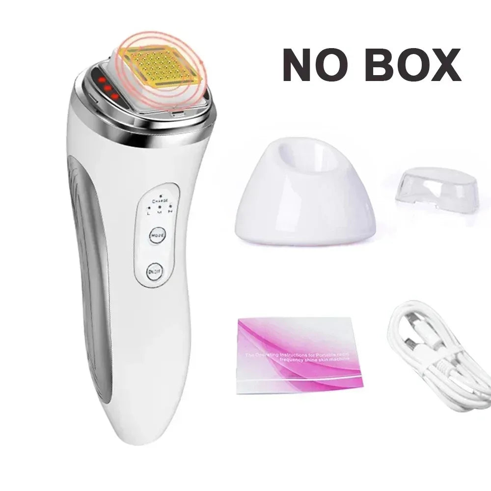 Radio Frequency Facial Lifting Machine with accessories including a head attachment and power cord.